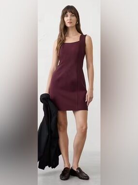 Banana Republic Strapless A-Line Dress in Burgundy